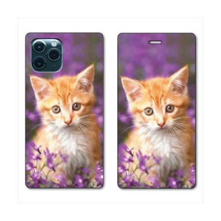 RV Housse cuir portefeuille pour Huawei P40 Pro Chat Violet