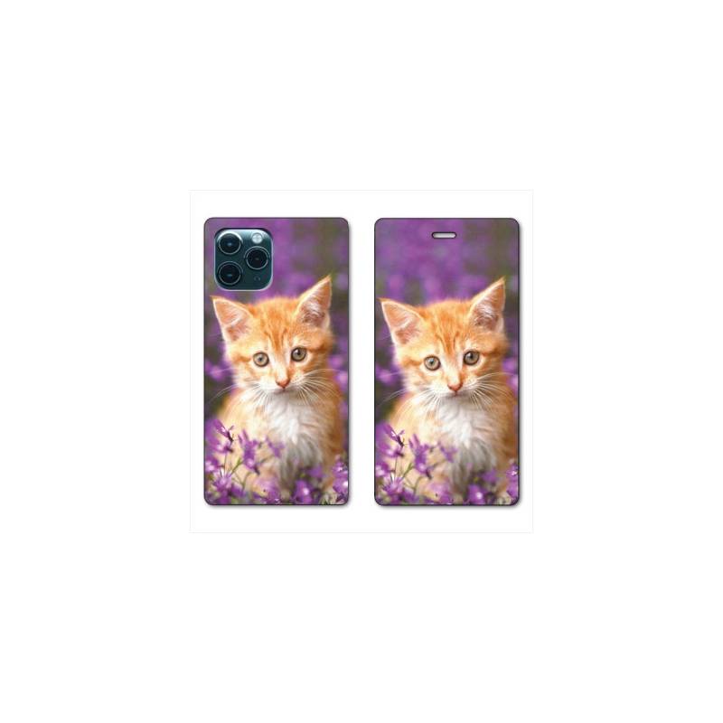 RV Housse cuir portefeuille pour Huawei P40 Pro Chat Violet