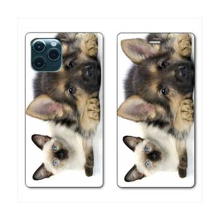 RV Housse cuir portefeuille pour Huawei P40 Pro Chien vs chat