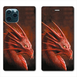 RV Housse cuir portefeuille pour Huawei P40 Pro Dragon Rouge