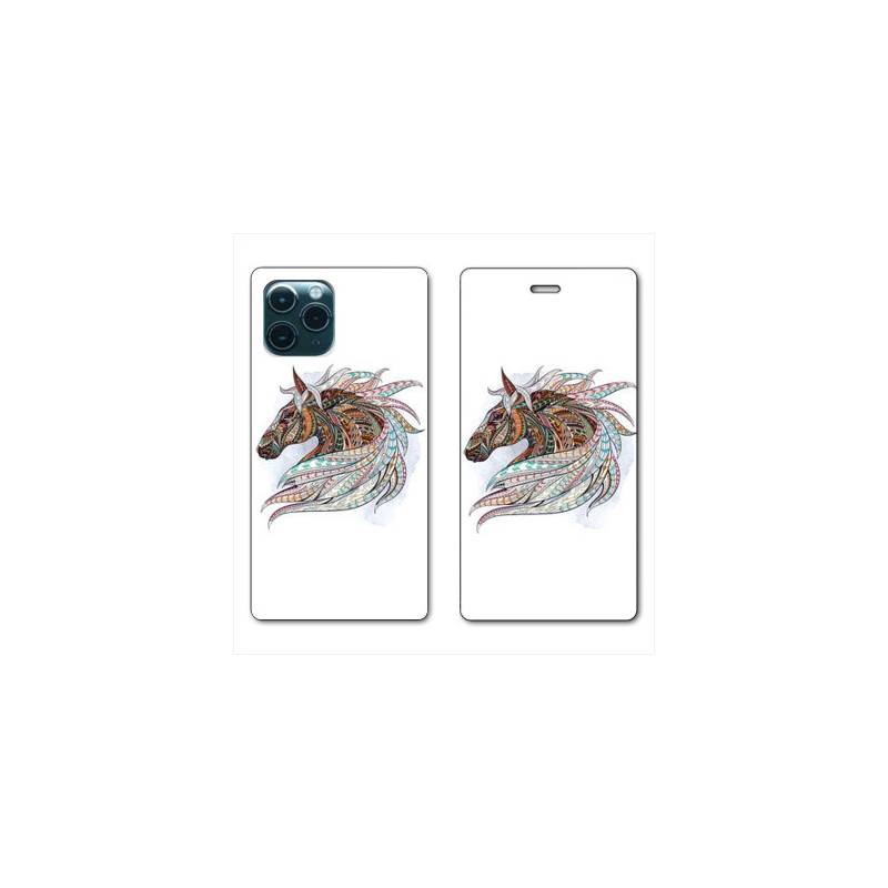 RV Housse cuir portefeuille pour Huawei P40 Pro Ethniques Cheval Color B