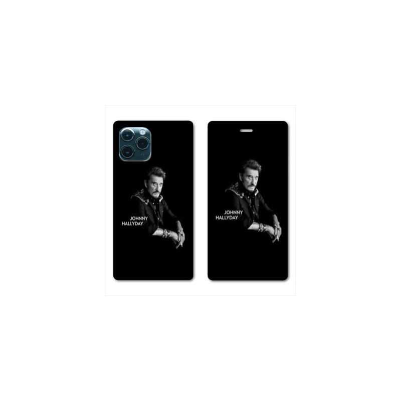 RV Housse cuir portefeuille pour Huawei P40 Pro Johnny Hallyday Noir