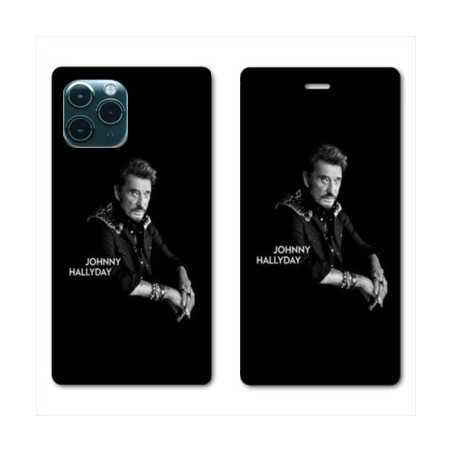 RV Housse cuir portefeuille pour Huawei P40 Pro Johnny Hallyday Noir