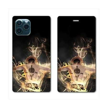 RV Housse cuir portefeuille pour Huawei P40 Pro Manga One Piece Ace noir