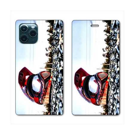 RV Housse cuir portefeuille pour Huawei P40 Pro Moto Casque Cross