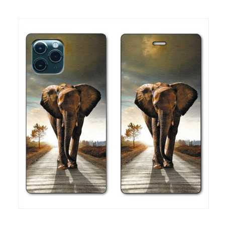 RV Housse cuir portefeuille pour Huawei P40 Pro savane Elephant route