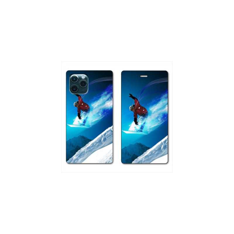 RV Housse cuir portefeuille pour Huawei P40 Pro Snowboard saut