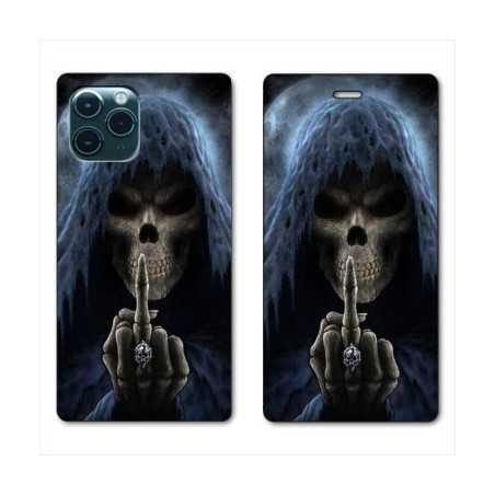 RV Housse cuir portefeuille pour Huawei P40 Pro tete de mort Doigt