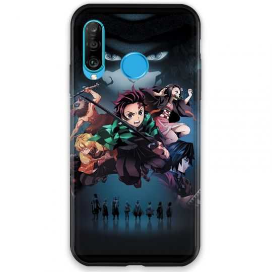 Coque pour Huawei P30 LITE Manga Demon Slayer Noir