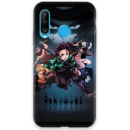 Coque pour Huawei P30 LITE Manga Demon Slayer Noir