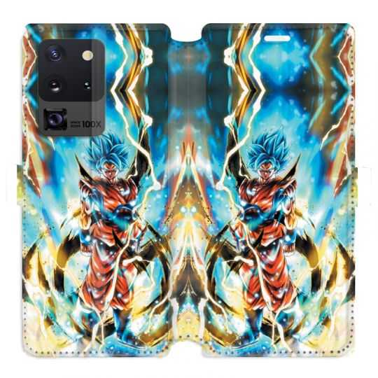 Housse cuir portefeuille pour Samsung Galaxy S20 Ultra Manga Dragon Ball Sangoku Blanc