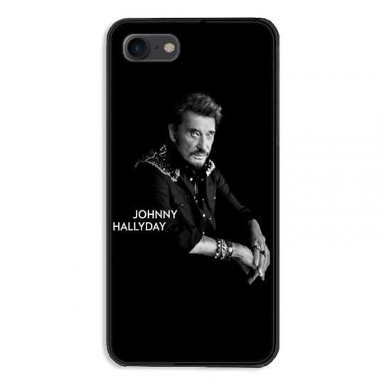 Coque pour iphone 7  / 8 / SE (2020) Johnny Hallyday Noir