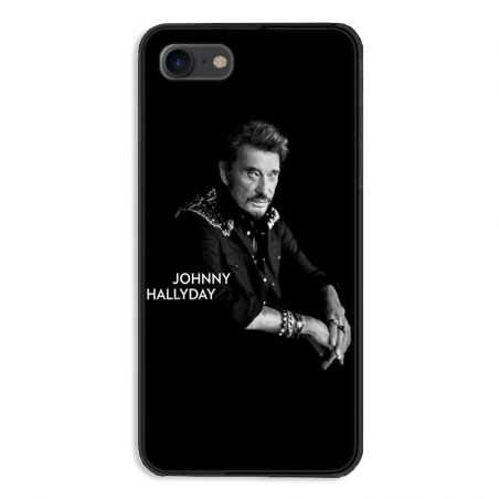 Coque pour iphone 7  / 8 / SE (2020) Johnny Hallyday Noir