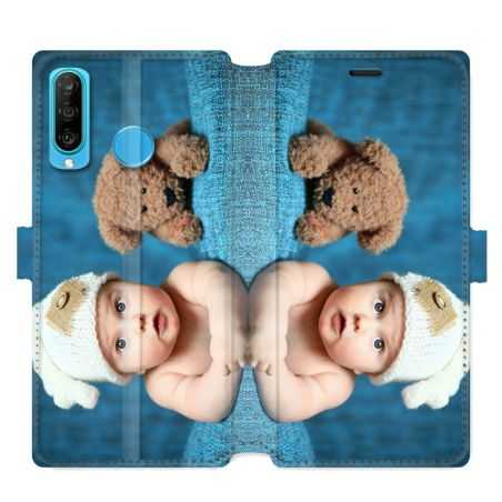 Housse cuir portefeuille Huawei P30 Lite personnalisee