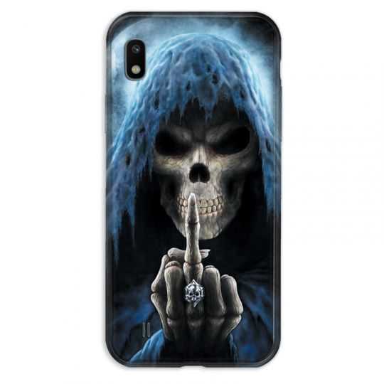 Coque pour Samsung Galaxy A10 tete de mort Doigt