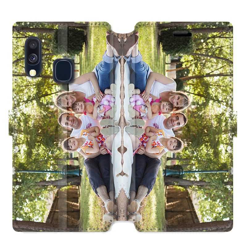 Housse cuir portefeuille Samsung Galaxy A40 personnalisée recto / verso