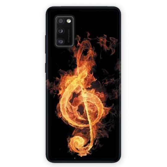 Coque pour Samsung Galaxy A41 Musique clé sol feu N