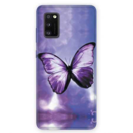 Coque pour Samsung Galaxy A41 papillons violet et blanc