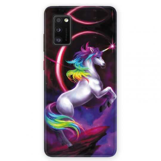 Coque pour Samsung Galaxy A41 Licorne Arc en ciel
