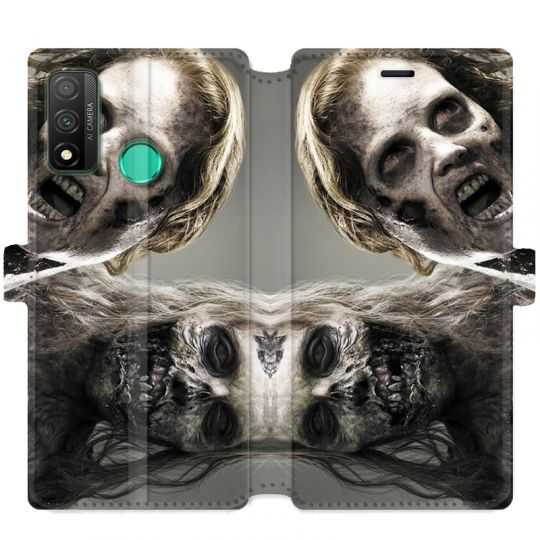 Housse cuir portefeuille pour Huawei P Smart (2020) Zombie blanc