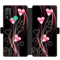 Housse cuir portefeuille pour Huawei P Smart (2020) Coeur rose Montant