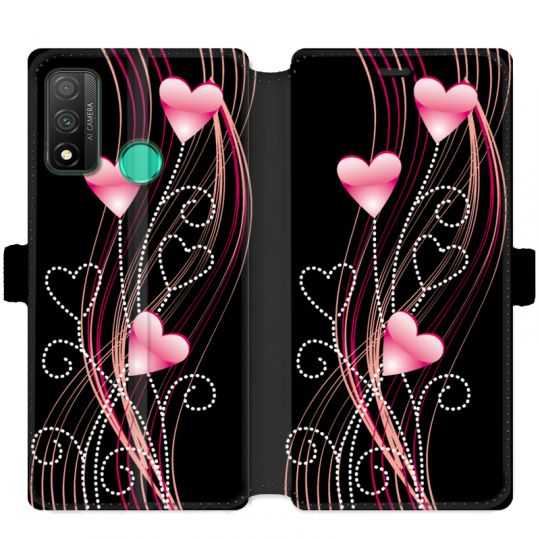 Housse cuir portefeuille pour Huawei P Smart (2020) Coeur rose Montant