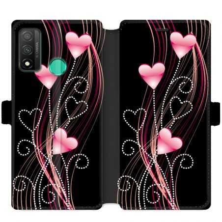 Housse cuir portefeuille pour Huawei P Smart (2020) Coeur rose Montant