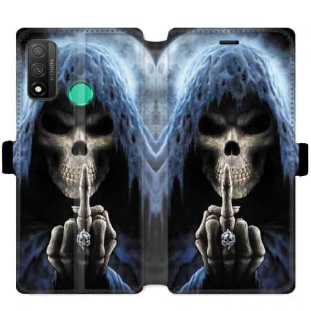 Housse cuir portefeuille pour Huawei P Smart (2020) tete de mort Doigt