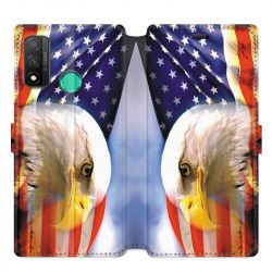 Housse cuir portefeuille pour Huawei P Smart (2020) Amerique USA Aigle