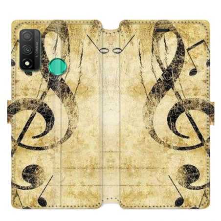 Housse cuir portefeuille pour Huawei P Smart (2020) Musique clé sol vintage