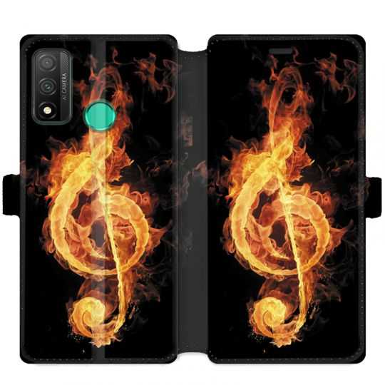 Housse cuir portefeuille pour Huawei P Smart (2020) Musique clé sol feu N