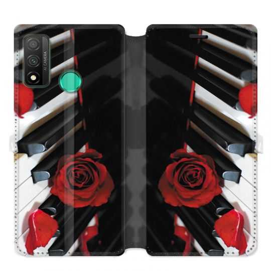 Housse cuir portefeuille pour Huawei P Smart (2020) Musique Rose Piano