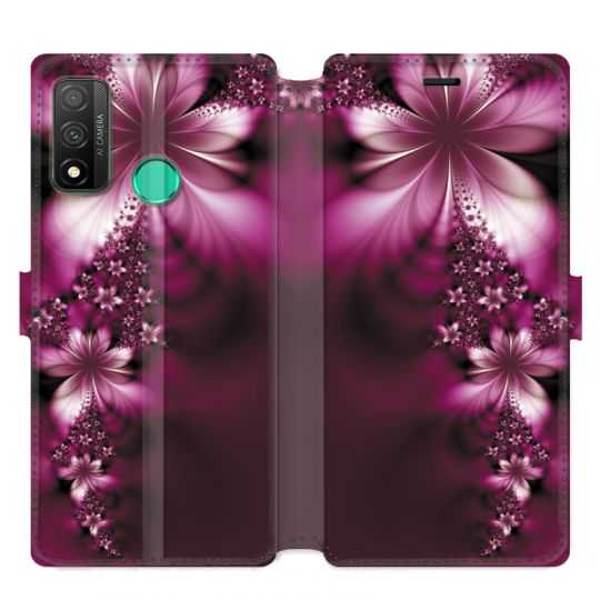 Housse cuir portefeuille pour Huawei P Smart (2020) fleur violette montante