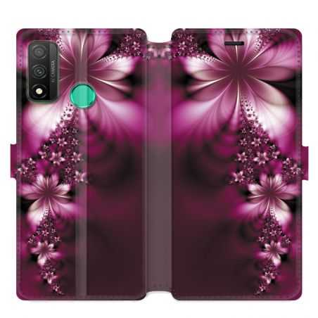 Housse cuir portefeuille pour Huawei P Smart (2020) fleur violette montante