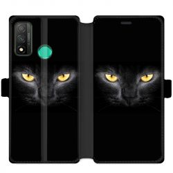 Housse cuir portefeuille pour Huawei P Smart (2020) Chat Noir