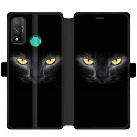 Housse cuir portefeuille pour Huawei P Smart (2020) Chat Noir