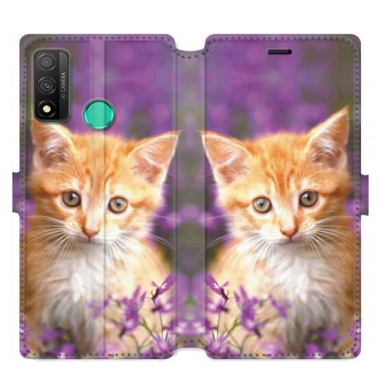 Housse cuir portefeuille pour Huawei P Smart (2020) Chat Violet