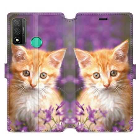 Housse cuir portefeuille pour Huawei P Smart (2020) Chat Violet