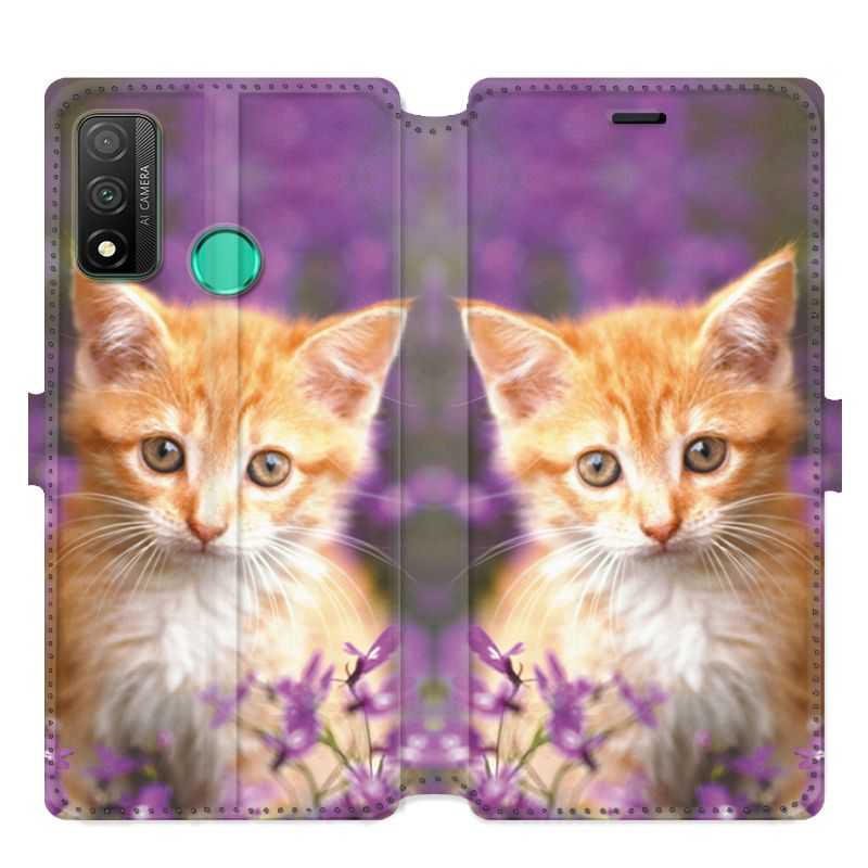 Housse cuir portefeuille pour Huawei P Smart (2020) Chat Violet
