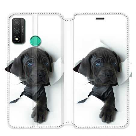 Housse cuir portefeuille pour Huawei P Smart (2020) Chien noir