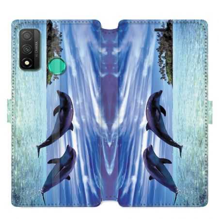 Housse cuir portefeuille pour Huawei P Smart (2020) Dauphin ile