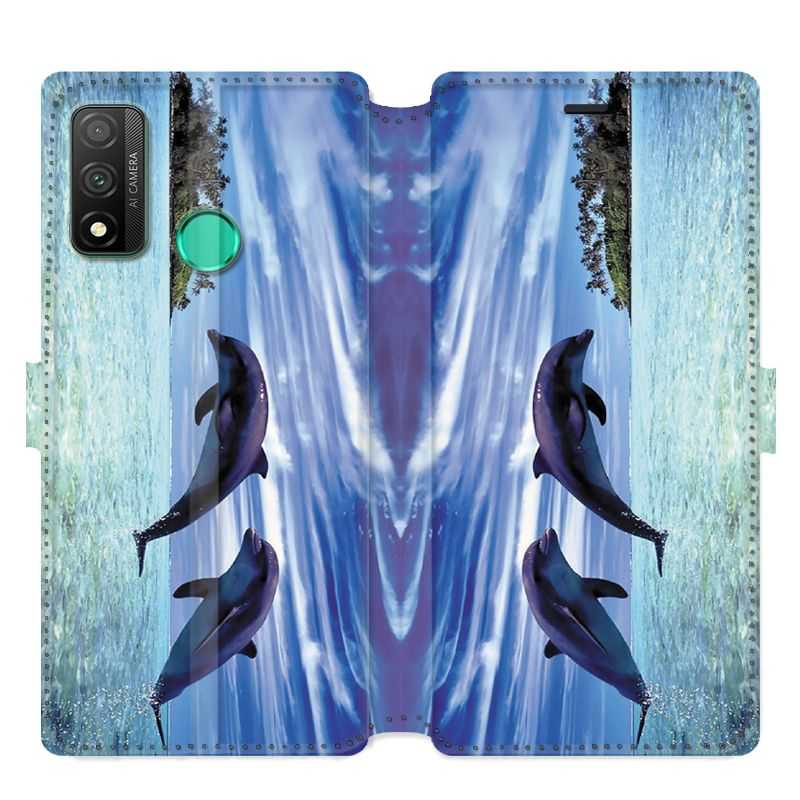 Housse cuir portefeuille pour Huawei P Smart (2020) Dauphin ile