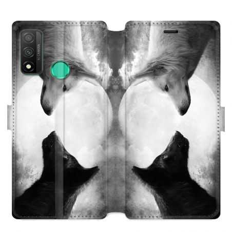 Housse cuir portefeuille pour Huawei P Smart (2020) Loup Duo
