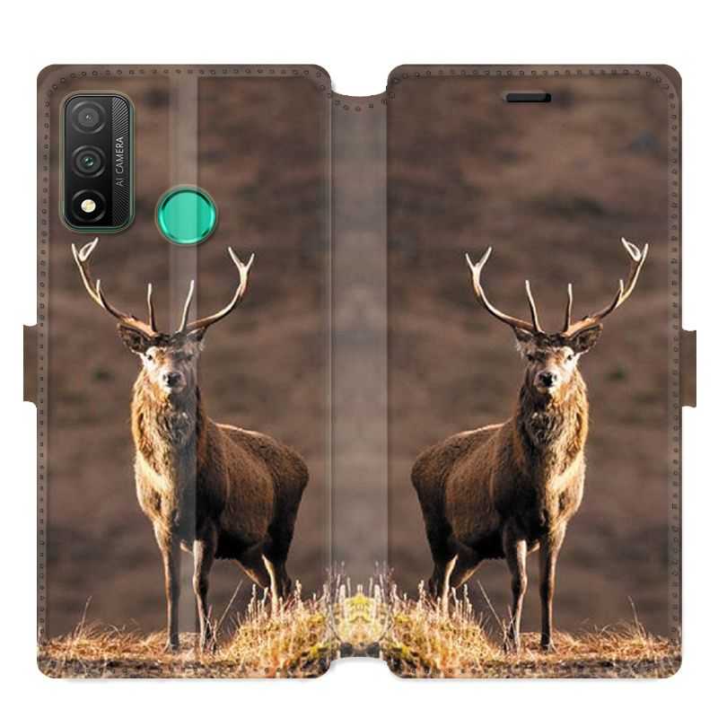 Housse cuir portefeuille pour Huawei P Smart (2020) chasse chevreuil Blanc
