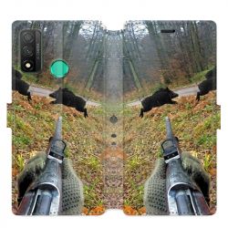 Housse cuir portefeuille pour Huawei P Smart (2020) chasse Vision Tir