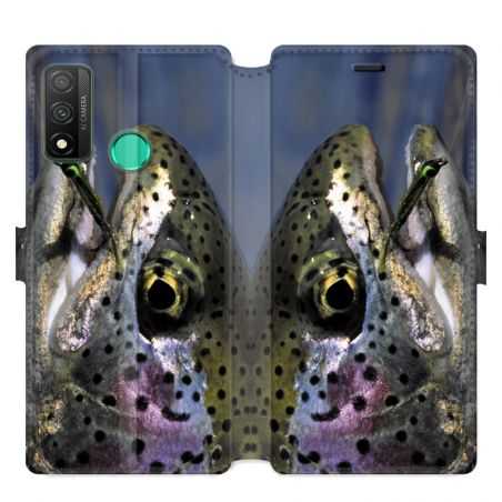 Housse cuir portefeuille pour Huawei P Smart (2020) peche truite