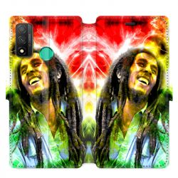 Housse cuir portefeuille pour Huawei P Smart (2020) Bob Marley Color