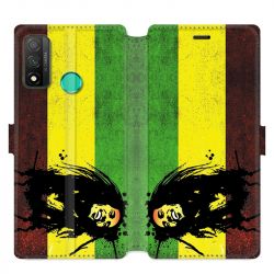 Housse cuir portefeuille pour Huawei P Smart (2020) Bob Marley Drapeau