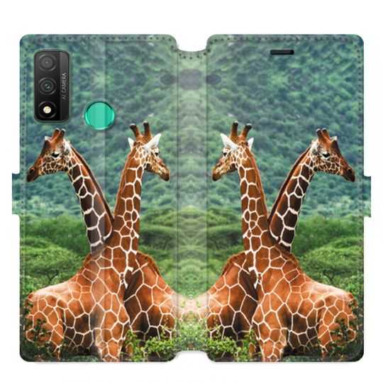 Housse cuir portefeuille pour Huawei P Smart (2020) savane Girafe Duo