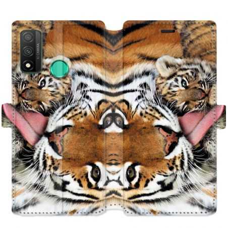 Housse cuir portefeuille pour Huawei P Smart (2020) bebe tigre
